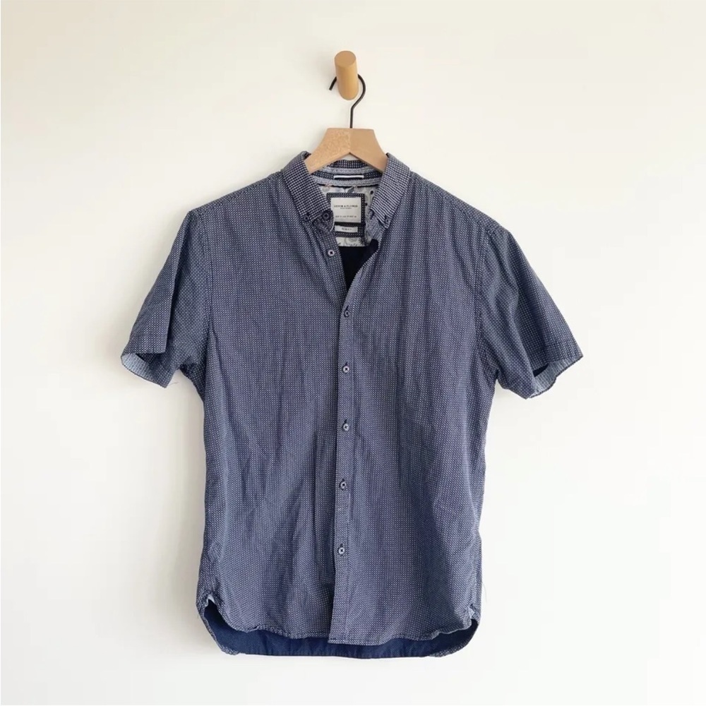 Denim and Flower Ricky Singh Men's Slim Fit Button Down SS Shirt Blue M